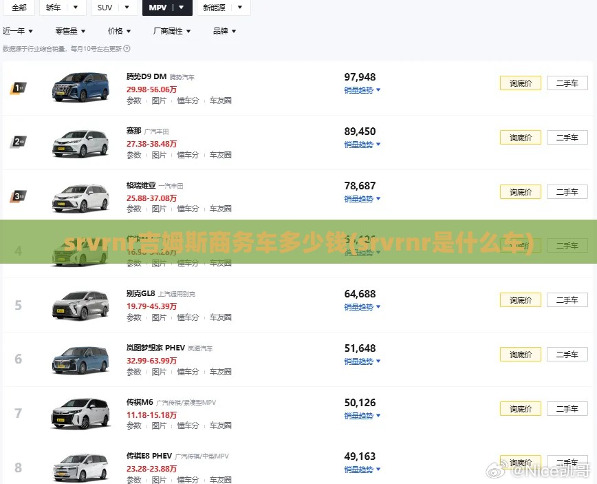 srvrnr吉姆斯商务车多少钱(srvrnr是什么车)